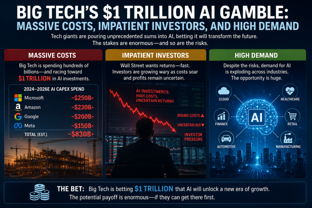 Big Tech’s $1 Trillion AI Gamble: Massive Costs, Impatient Investors, and High Demand